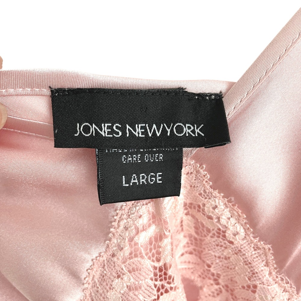 Jones New York Pink Satin Lace Trim Chemise Nightgown Large Sleepwear Dress - Picture 3 of 6